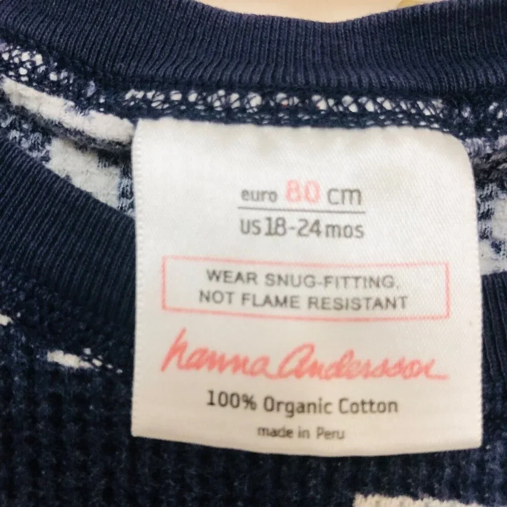 Hanna Andersson Organic Cotton Thermal Snowflake‎ Pj Pajamas Baby 18/24M